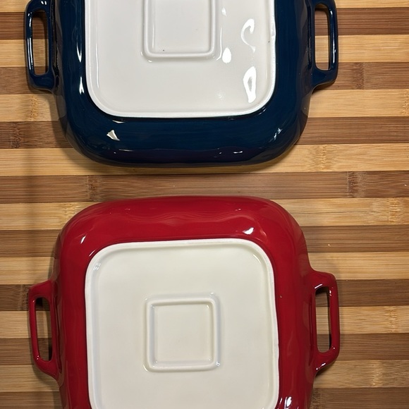 Set of 2 New Bohemian Pasta Bowls w/ Handles Servers 7.5" Square New - Picture 3 of 3